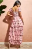 Layered Dipped Hem Floral Maxi - Peach by Goddiva sold by Goddiva
