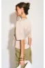 Beige Short Sleeve Knotted Crepe Satin Top by LOVE SUNSHINE sold by Goddiva