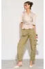 Beige Short Sleeve Knotted Crepe Satin Top by LOVE SUNSHINE sold by Goddiva