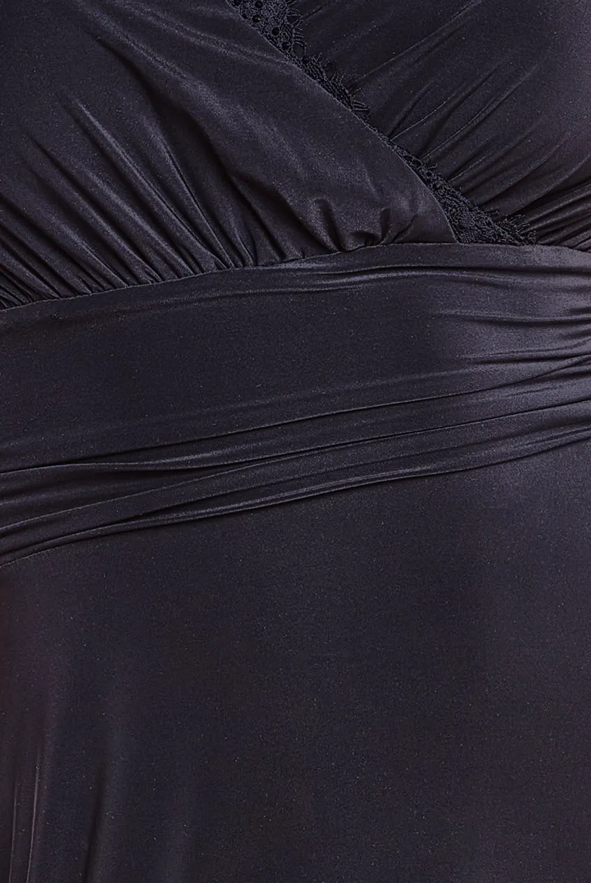 Diamante & Scalloped Lace Neck Maxi Dress - Black by Goddiva sold by Goddiva product image thumbnail 4