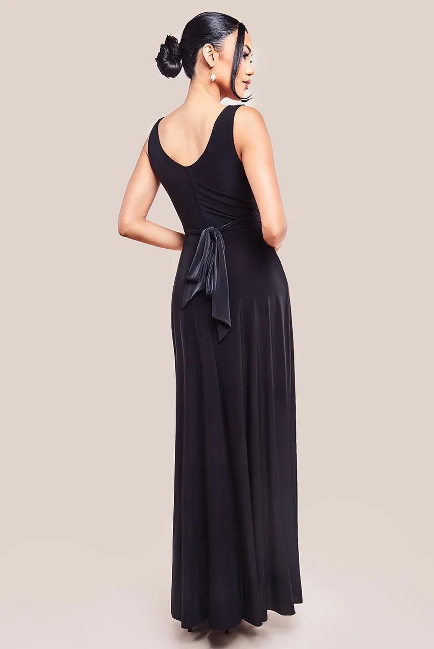 Diamante & Scalloped Lace Neck Maxi Dress - Black by Goddiva sold by Goddiva product image thumbnail 2