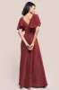 Goddiva Sequin Lurex Flutter Sleeve Maxi Dress - Wine sold by Goddiva