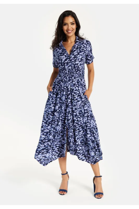Abstract Printed Elasticated Waist Dress by Liquorish sold by Goddiva