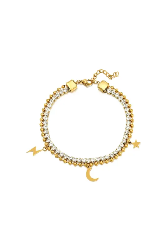 Last True Angel Crystal & Ball Chain Trio Charm Bracelet sold by Goddiva