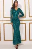 Embroidered Sequin Maxi Dress - Emerald Green by Goddiva sold by Goddiva
