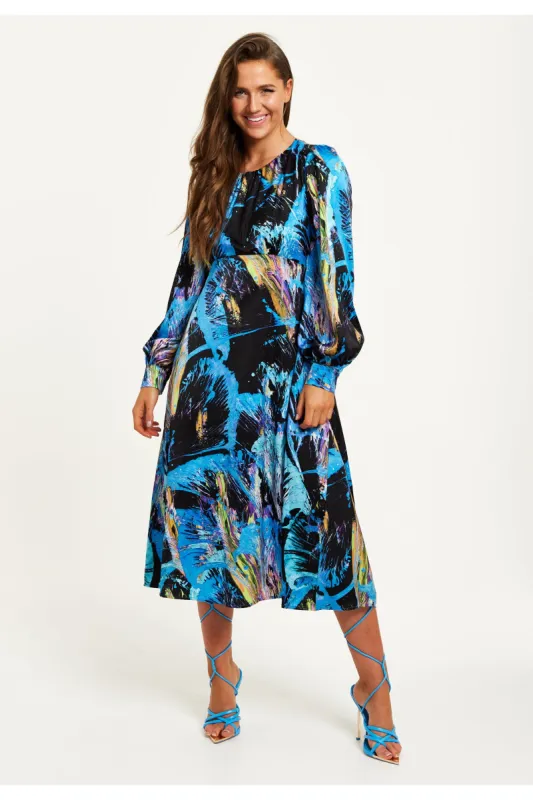Liquorish Multicolour Abstract Print Midi Dress sold by Goddiva