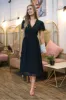 Lace Wrap Front Midi Dress by Double Second sold by Goddiva