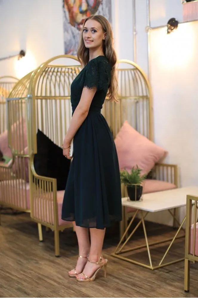 Lace Wrap Front Midi Dress by Double Second sold by Goddiva product image thumbnail 5