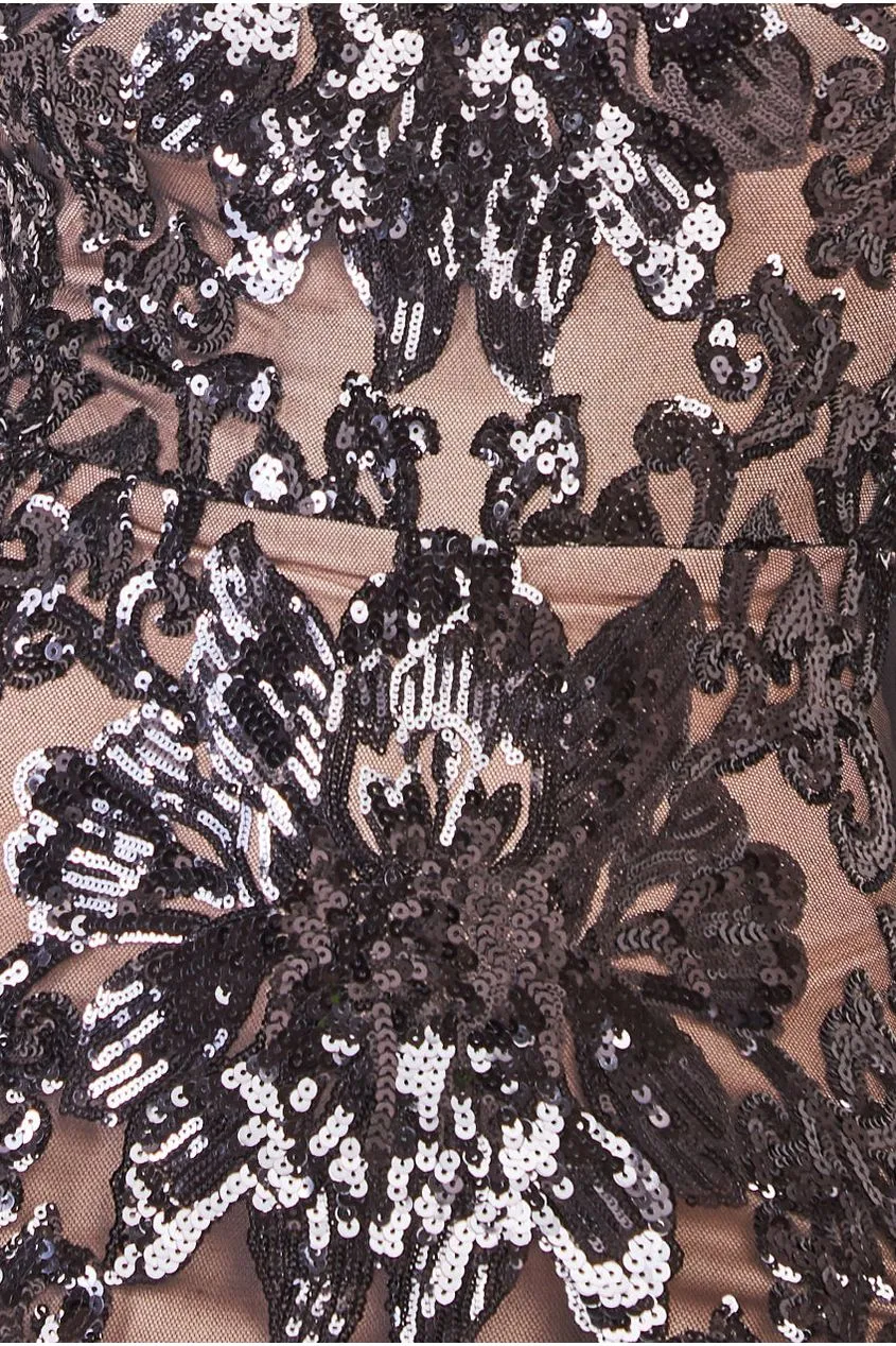 Floral Sequin Mesh Maxi - Black by Goddiva sold by Goddiva product image thumbnail 4