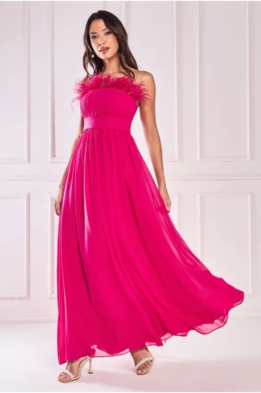 Bridesmaids Chiffon Maxi Dress - Hot Pink by Goddiva sold by Goddiva