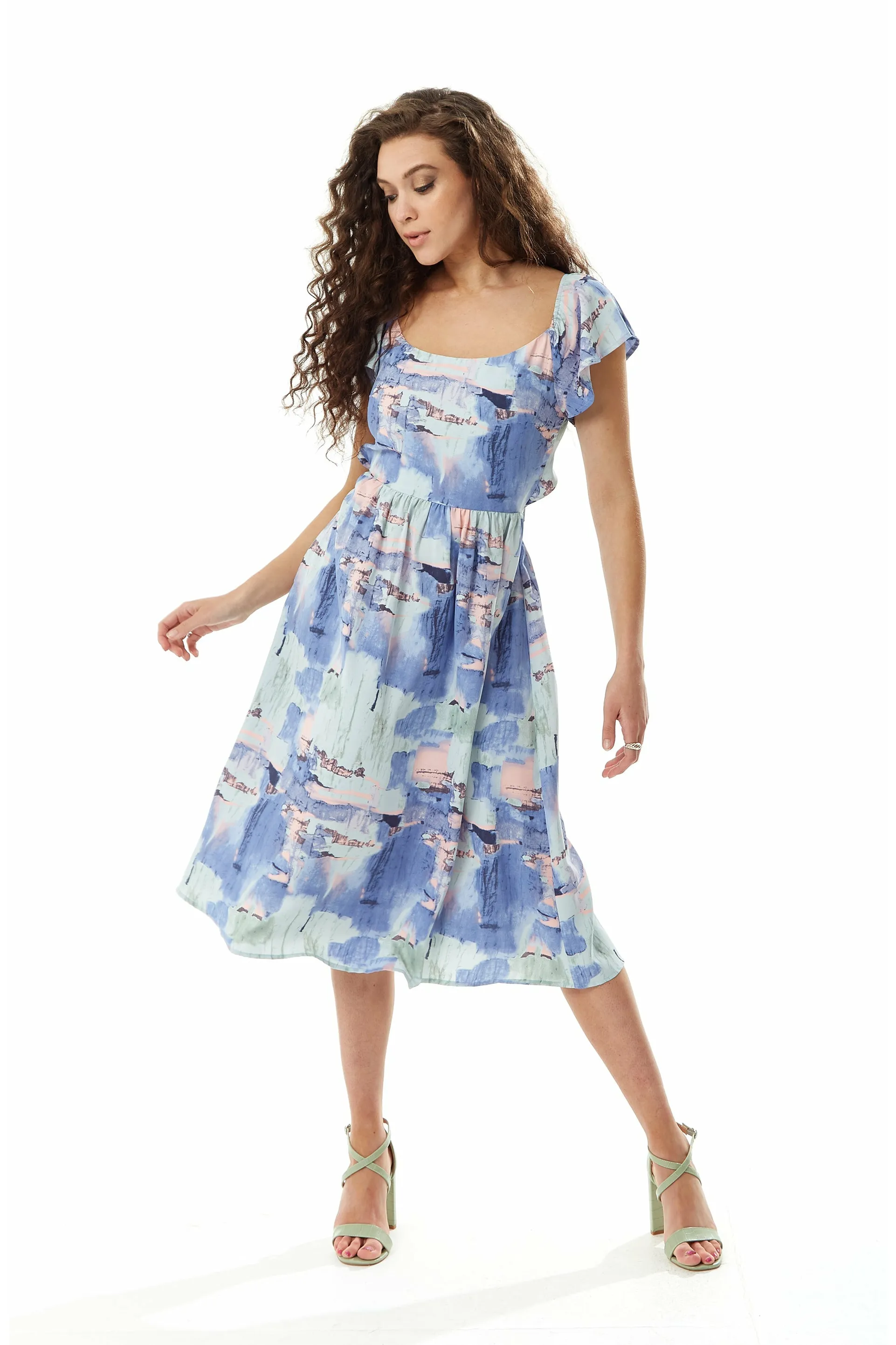 Liquorish Abstract Print Cut Out Back Midi Dress sold by Goddiva product image thumbnail 2