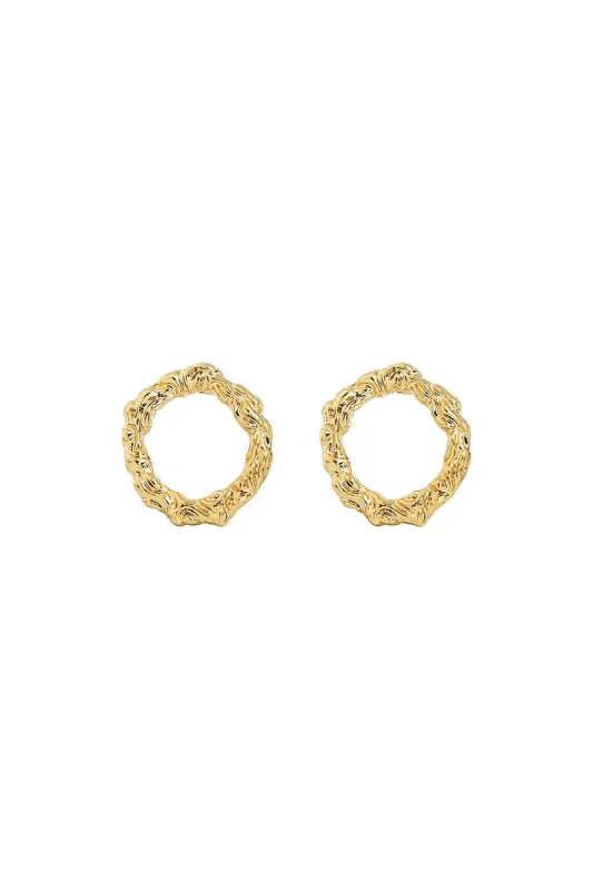 Last True Angel Textured Hoop Earring In Gold sold by Goddiva