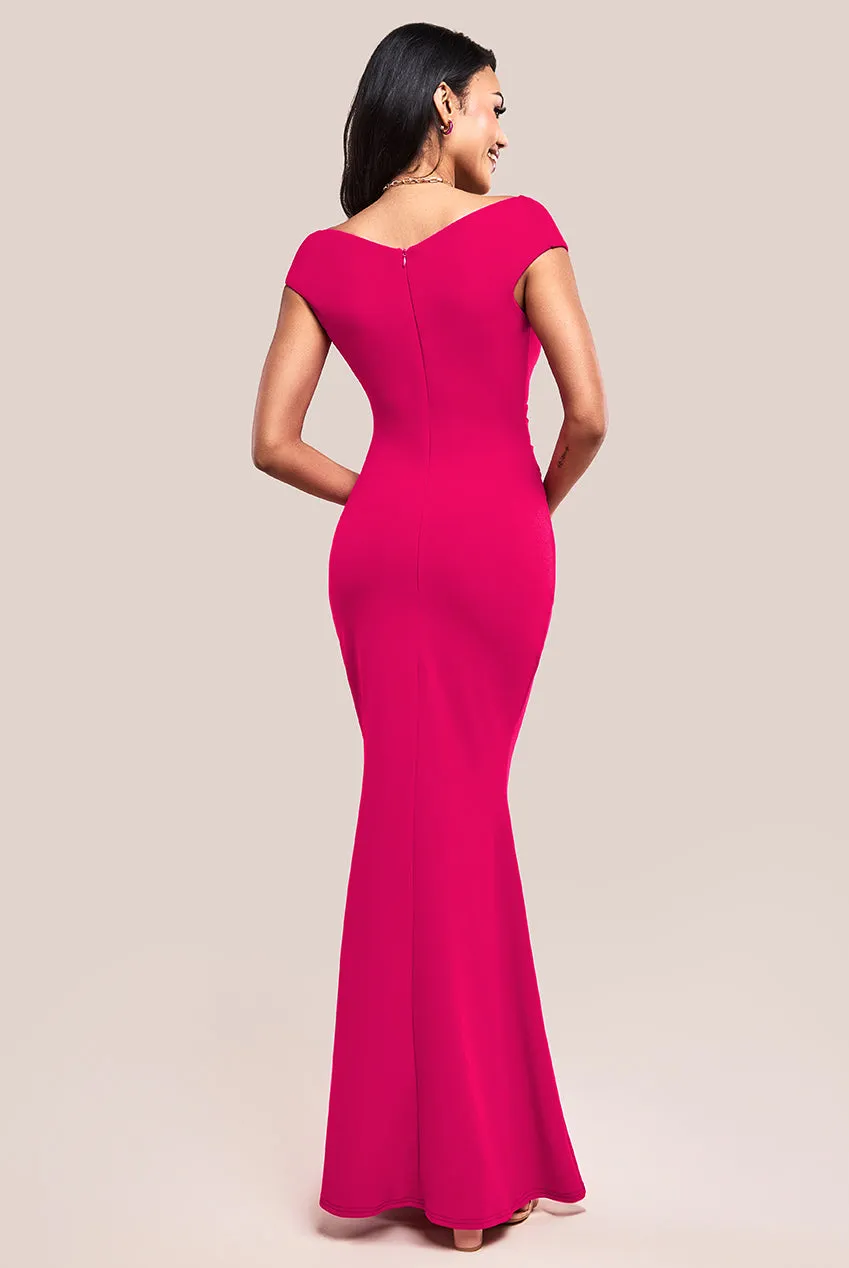 Bardot Pleated Maxi Dress - Hot Pink by Goddiva sold by Goddiva product image thumbnail 2