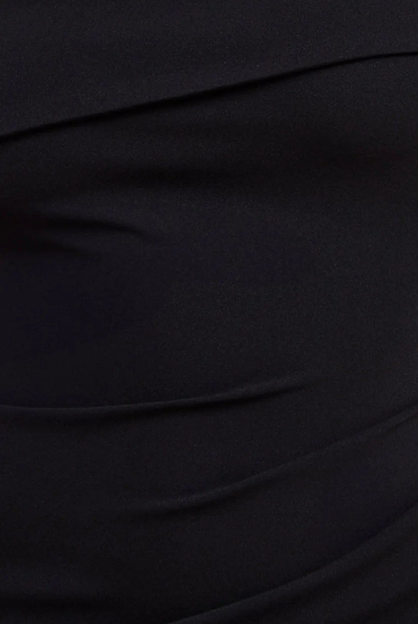 Off The Shoulder Pleated Waist Maxi Dress - Black by Goddiva sold by Goddiva product image thumbnail 4