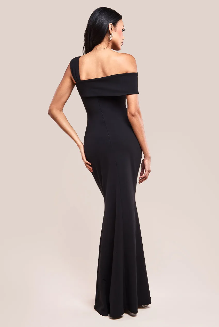 Off The Shoulder Pleated Waist Maxi Dress - Black by Goddiva sold by Goddiva product image thumbnail 2