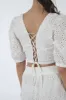 White Broderie Top With Lace Up Back by Double Second sold by Goddiva