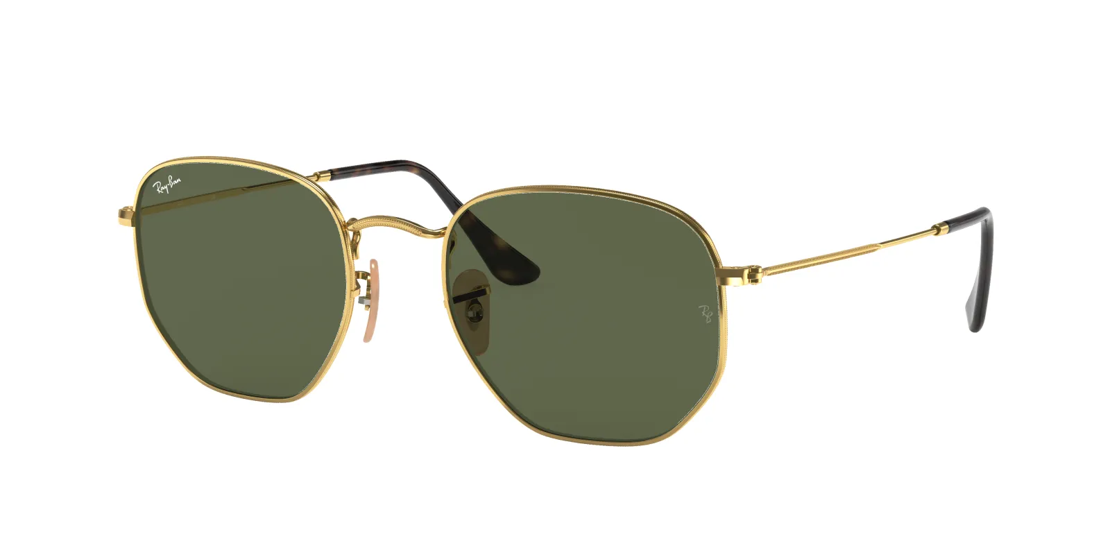 Ray-Ban Unisex Sunglass RB3548N Hexagonal Flat Lenses - Frame color: Arista Gold, Lens color: G-15 Green sold by Sunglass Hut