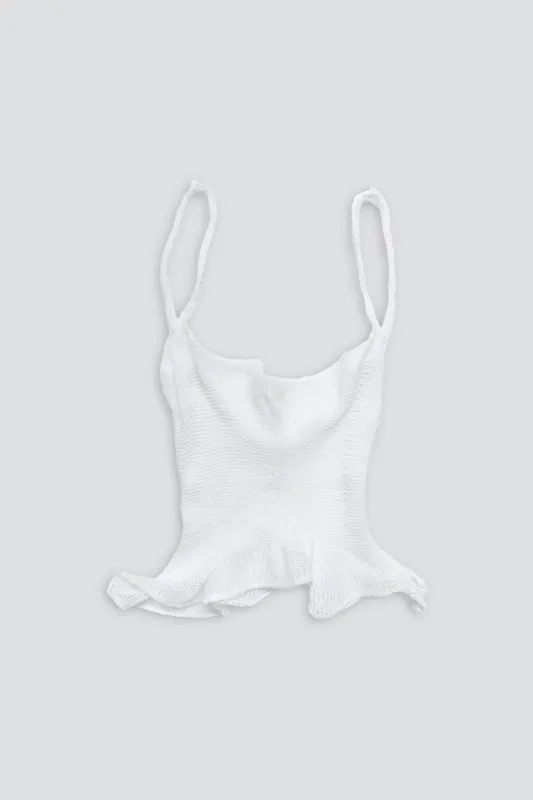White Knit Flare Tank made by Assembly New York