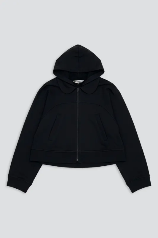 Black Hooded A-Line Zip Up made by MELITTA BAUMEISTER