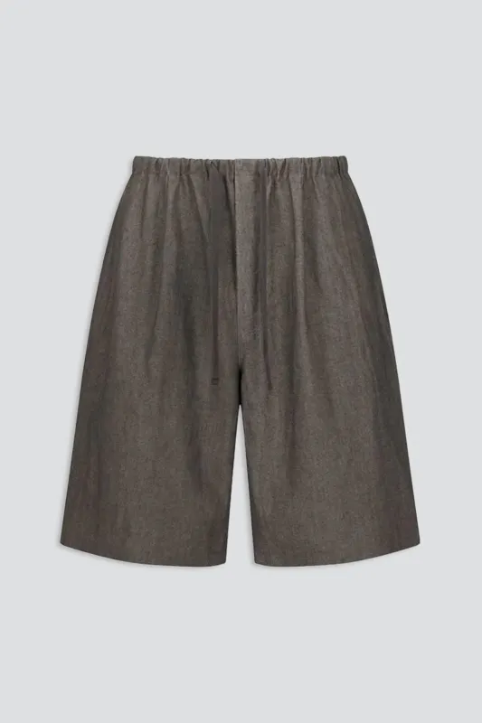 Brown Linen Drawstring Shorts made by Amomento