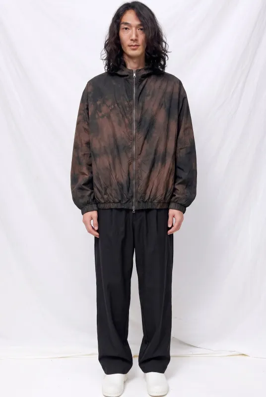No. 216 Black/Brown Poplin Hooded Zipper Jacket made by Gabriela Coll Garments