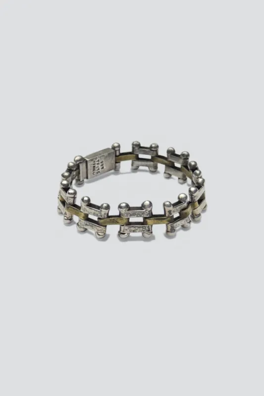 Sterling Silver Brass Dotted Bar Link Bracelet made by Vintage