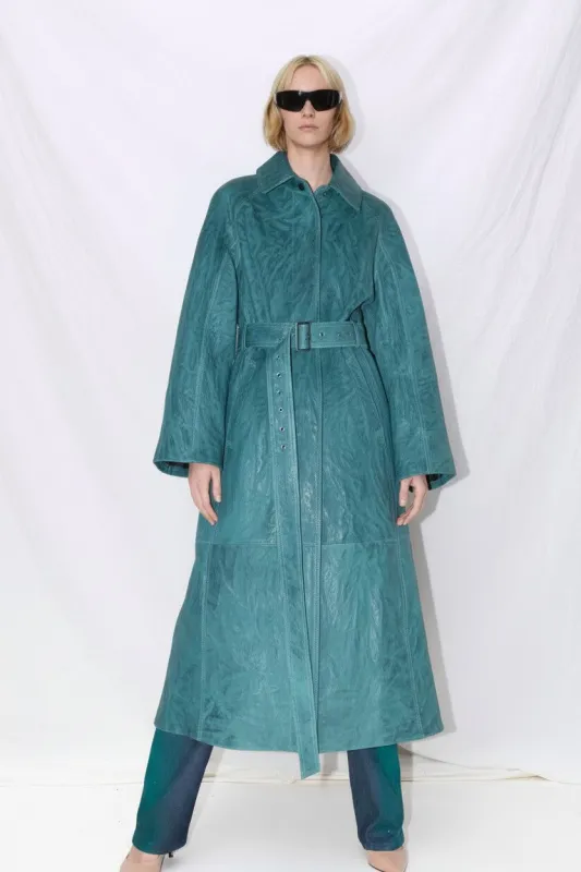 Blue Wave Leather Coat made by Assembly New York