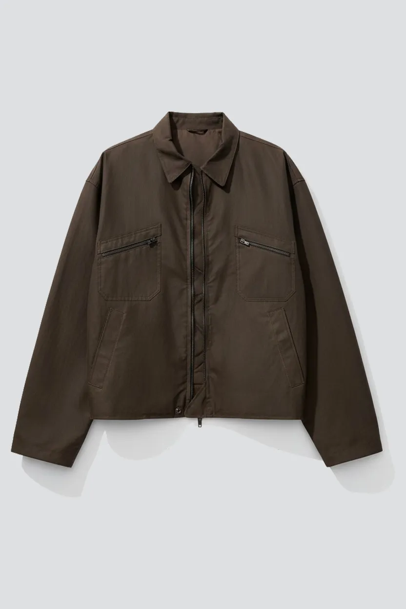 Brown Wax Pocket Zip Jacket sold by Assembly New York