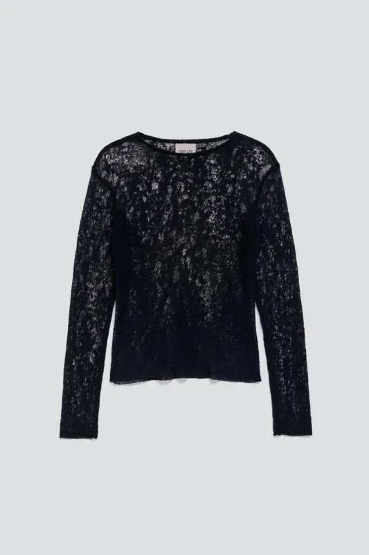 No.292 Black Merino Wool Knitted Top made by Gabriela Coll Garments