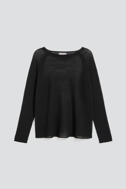 No.246 Black Hemp/Silk Yarn Jumper made by Gabriela Coll Garments