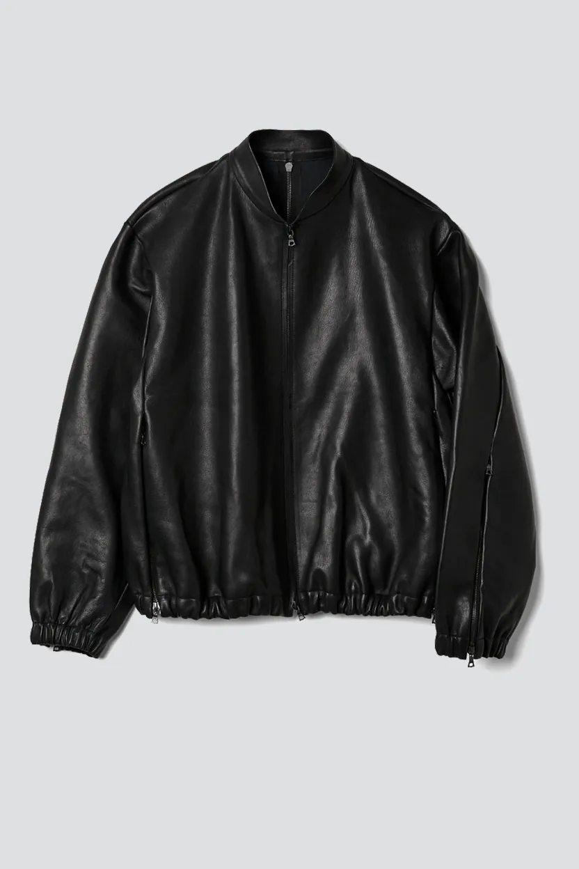 No.306 Black Leather Six Zipper Jacket sold by Assembly New York