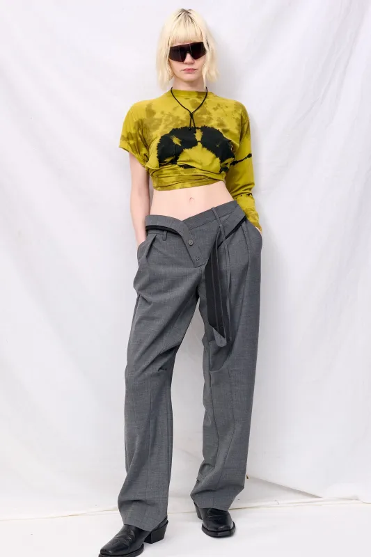 Grey Strapped Baggy Suit Pants made by Ottolinger