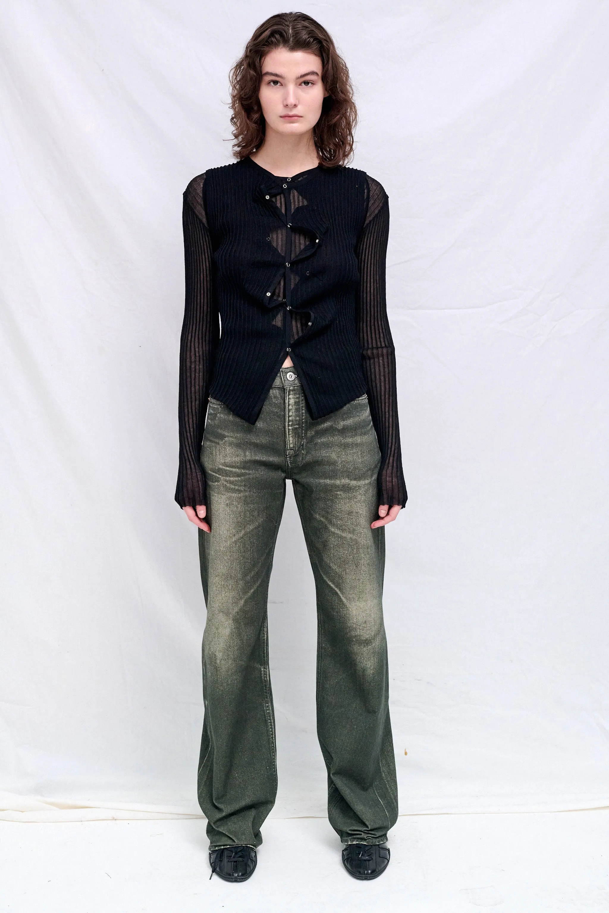 Black Double Up Rib Cardigan sold by Assembly New York product image thumbnail 4