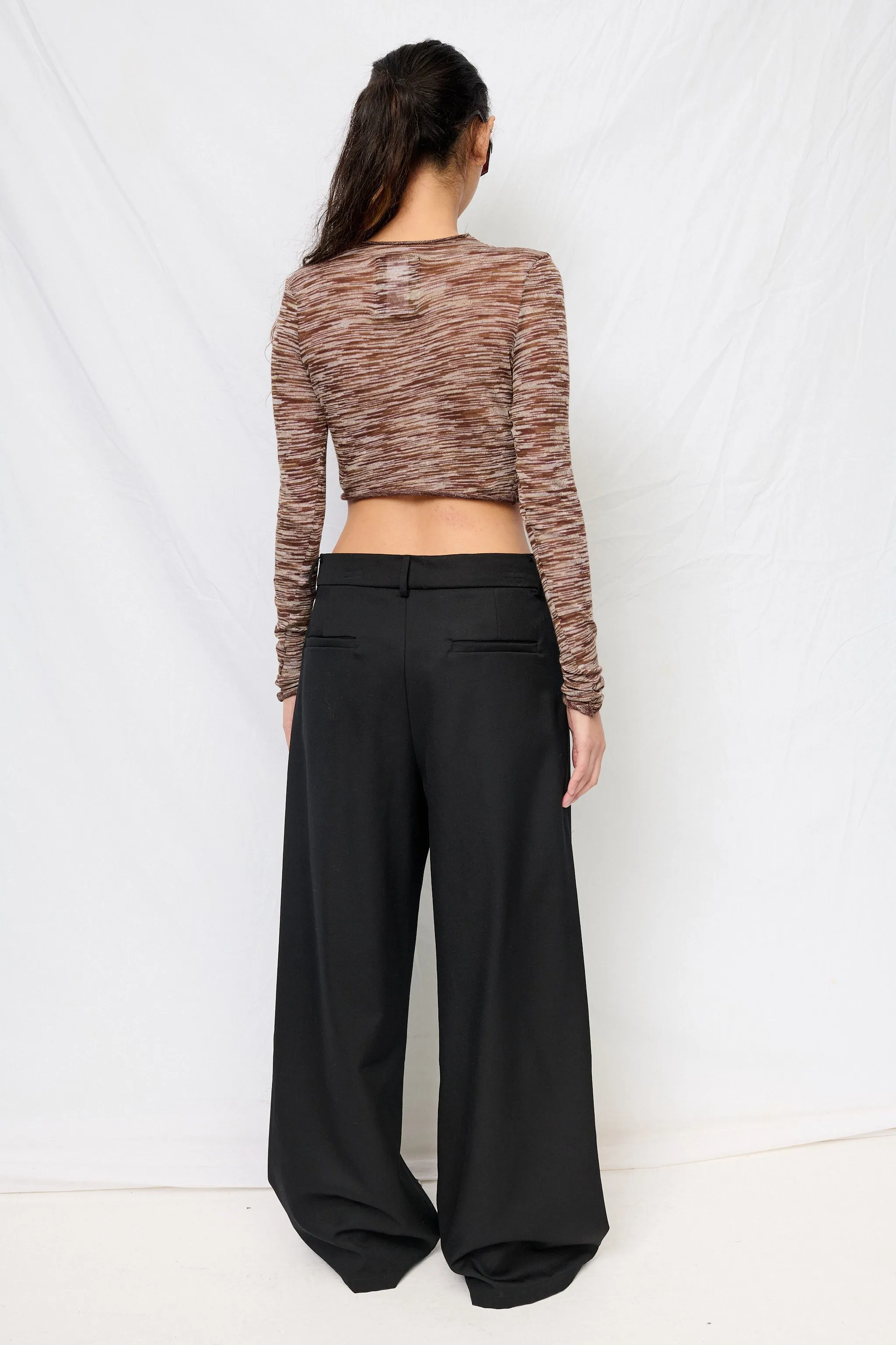 Brown Variegated Knit Crop Long Sleeve Mockneck sold by Assembly New York product image thumbnail 4