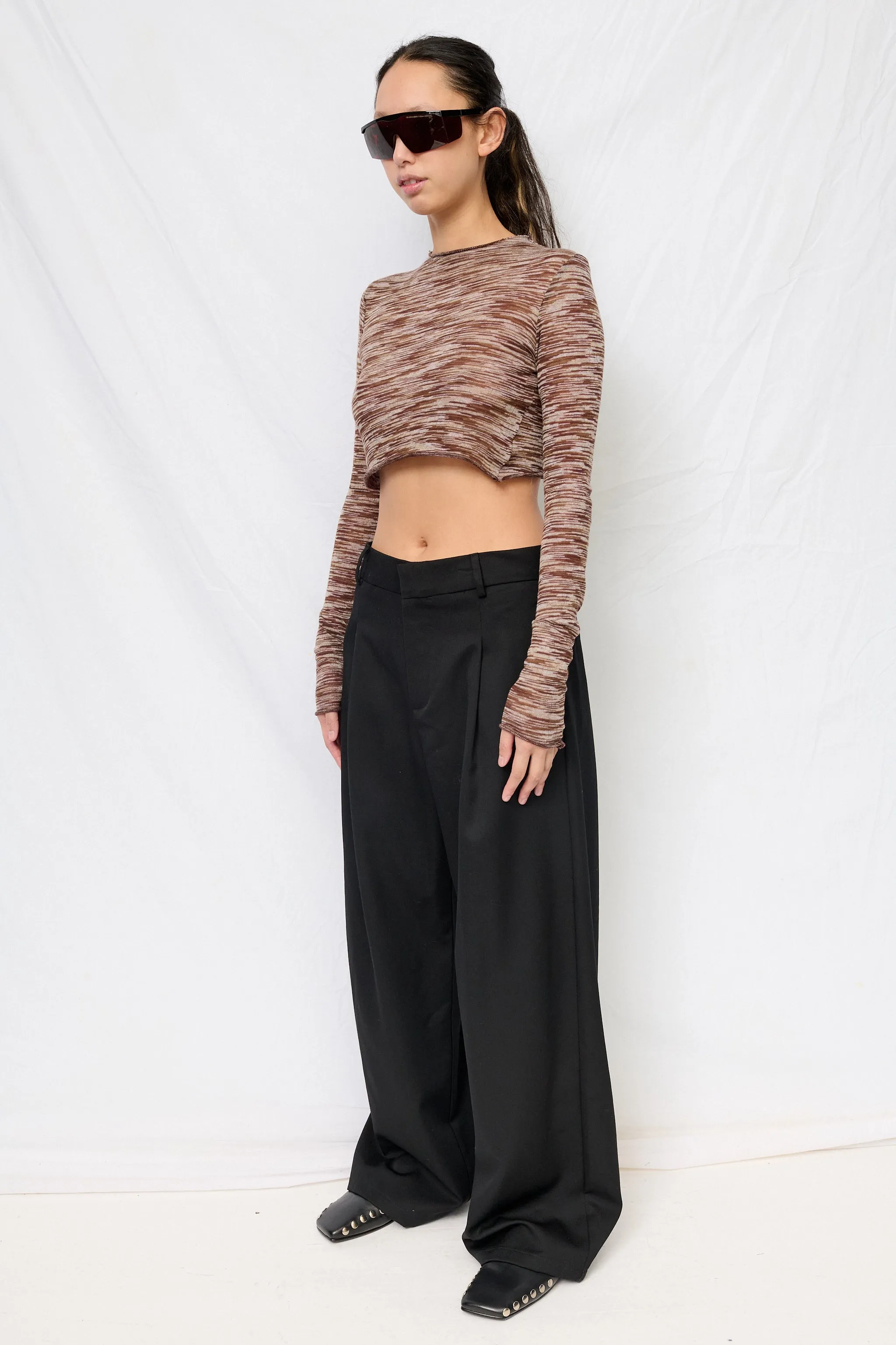 Brown Variegated Knit Crop Long Sleeve Mockneck sold by Assembly New York product image thumbnail 2