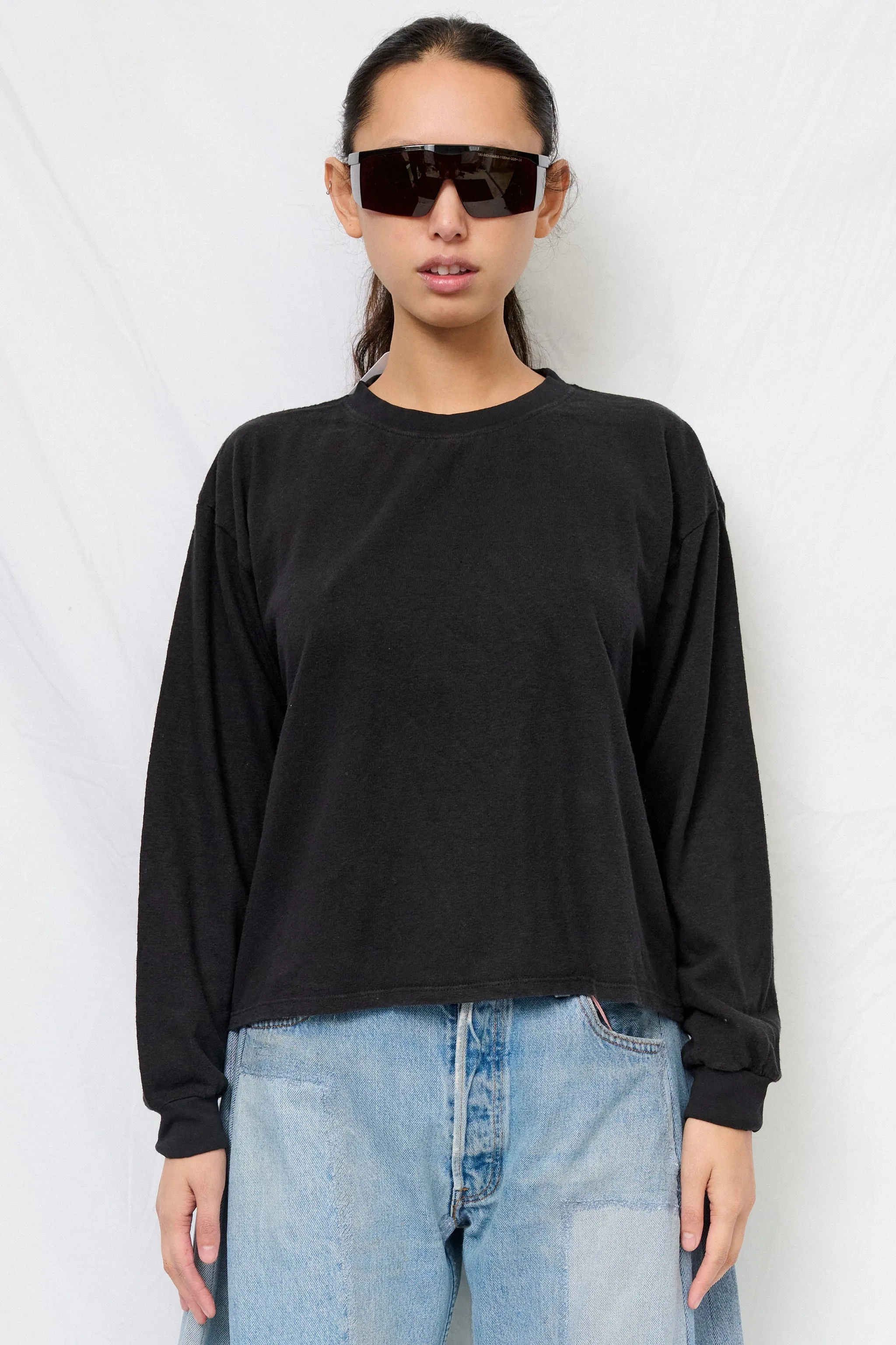 Black Cropped Long Sleeve Tee sold by Assembly New York product image thumbnail 2
