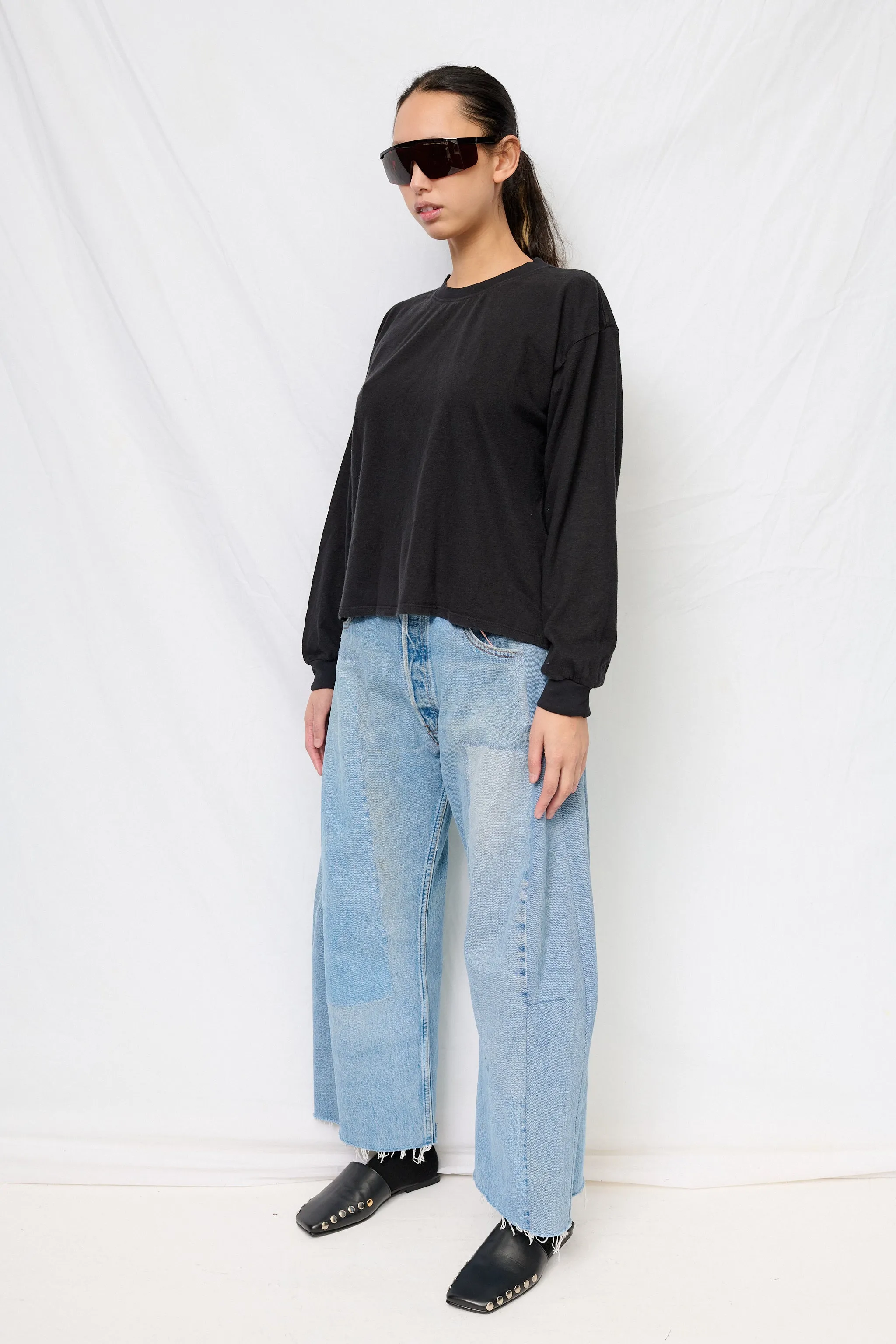 Black Cropped Long Sleeve Tee sold by Assembly New York product image thumbnail 3