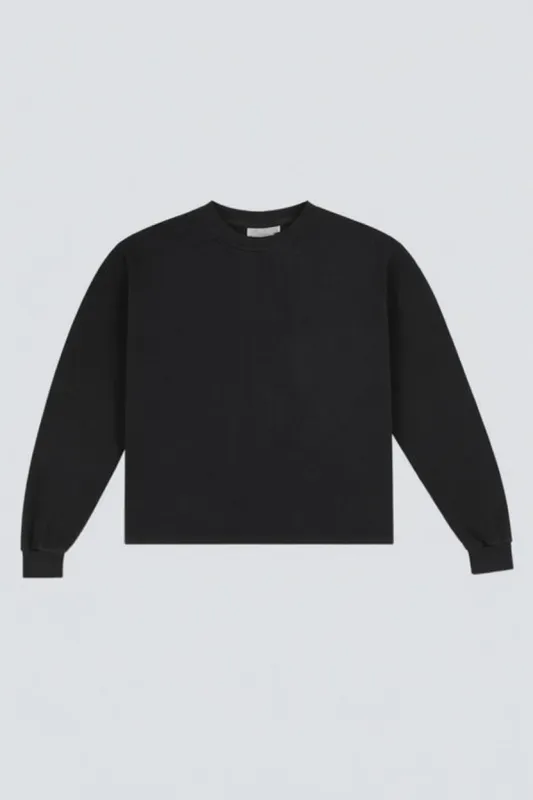 Black Cropped Long Sleeve Tee made by Jungmaven
