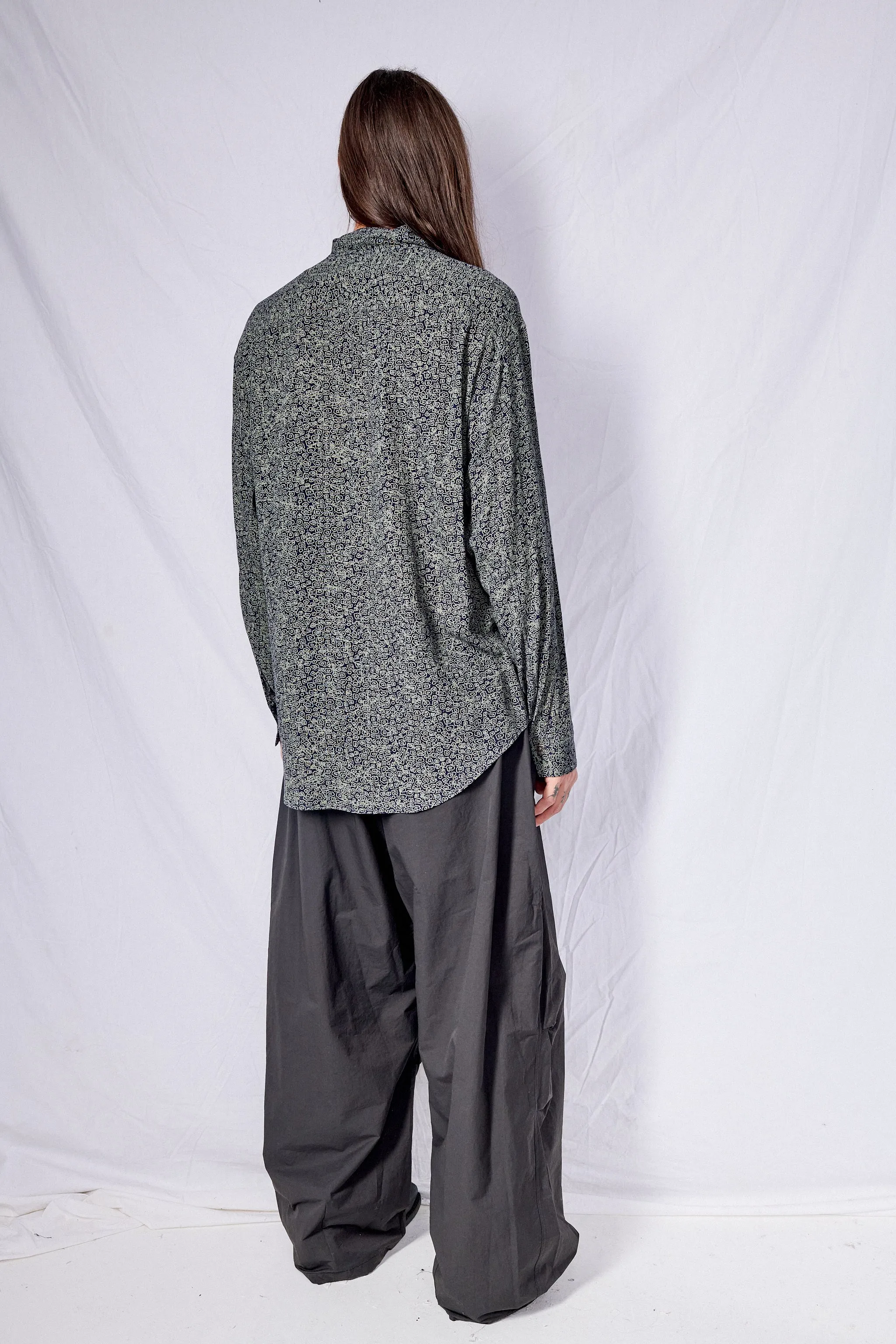 Dark Blue Print Tencel Dress Shirt sold by Assembly New York product image thumbnail 5