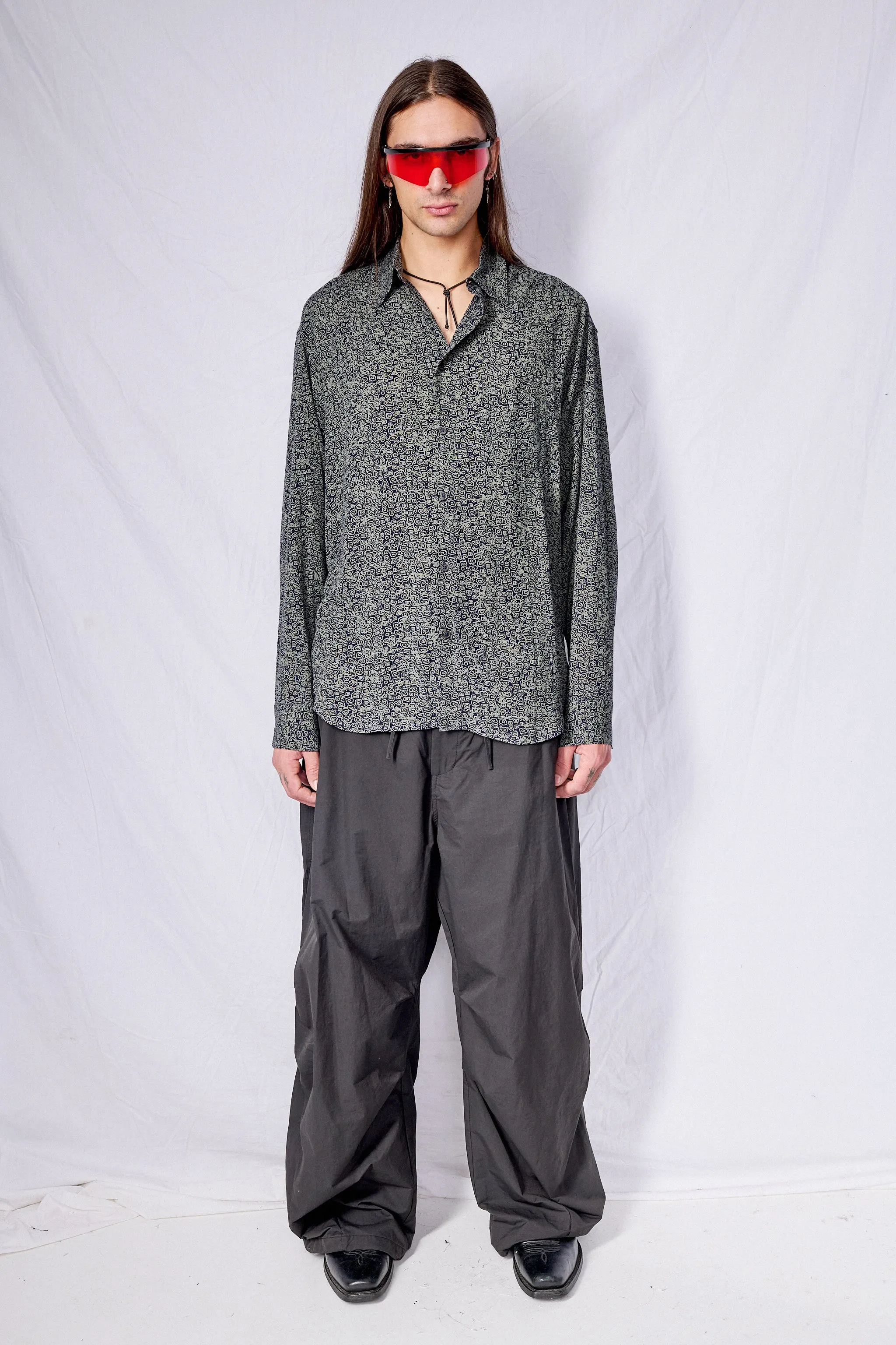 Dark Blue Print Tencel Dress Shirt sold by Assembly New York product image thumbnail 2