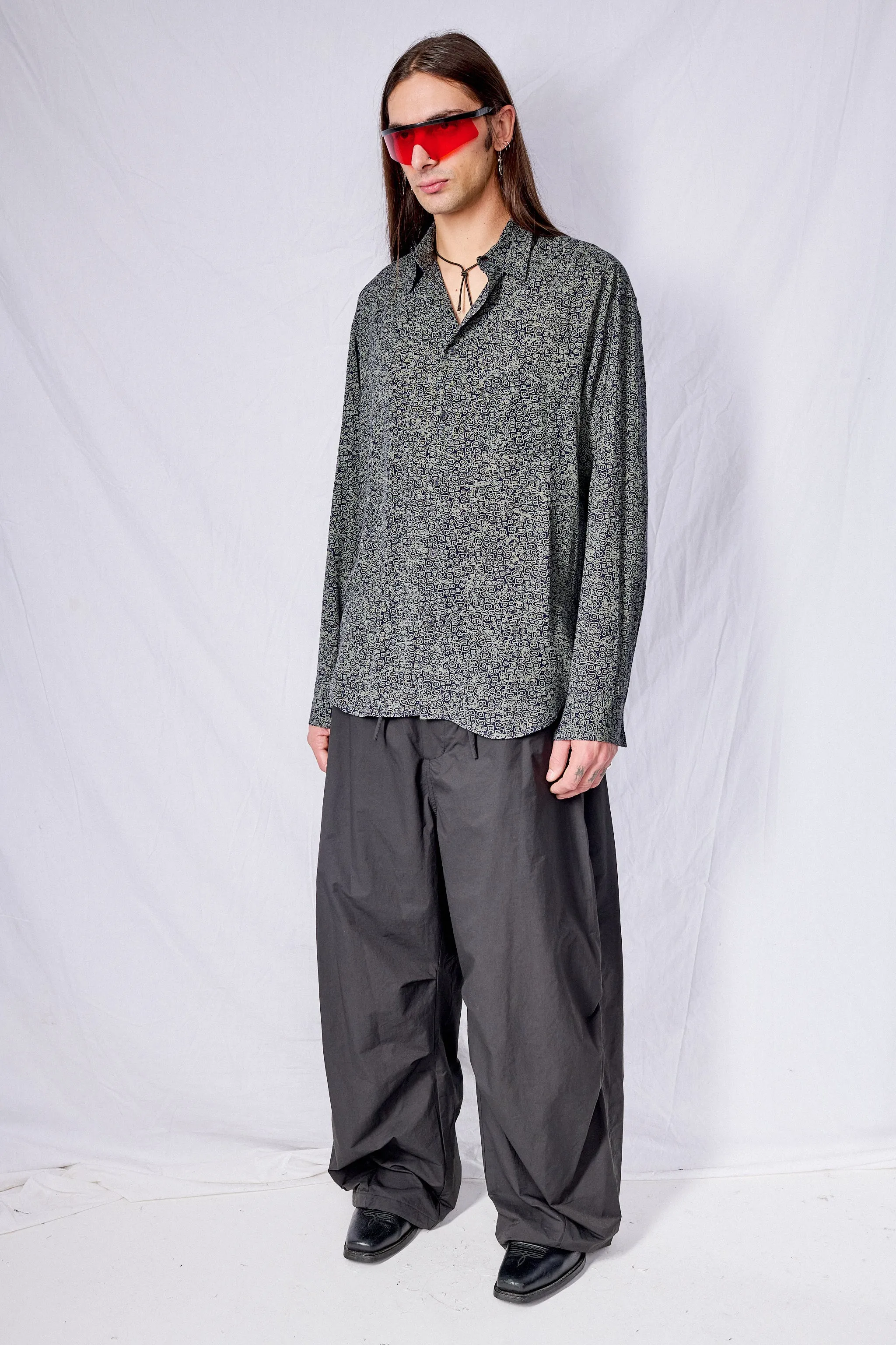 Dark Blue Print Tencel Dress Shirt sold by Assembly New York product image thumbnail 3