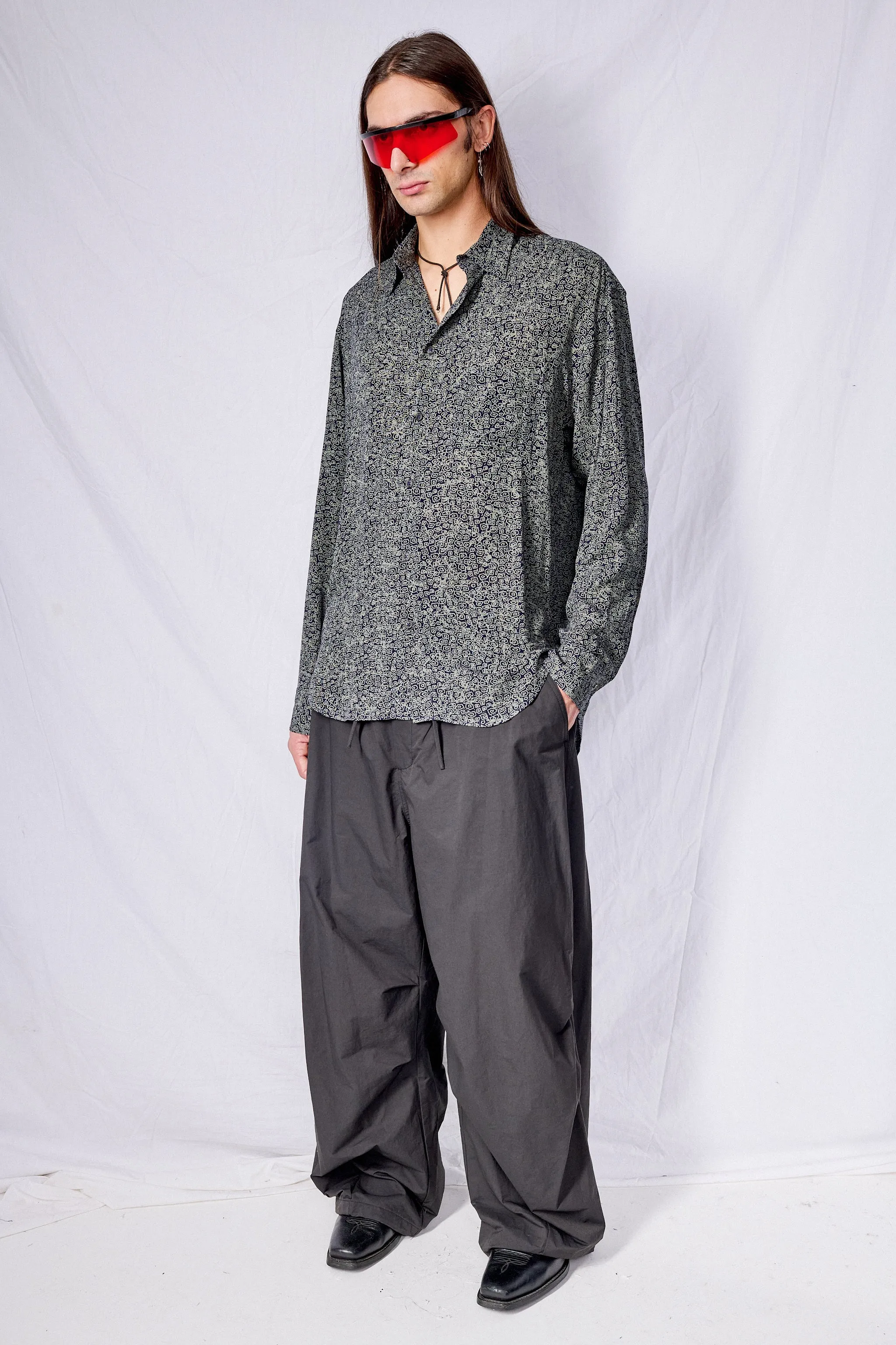 Dark Blue Print Tencel Dress Shirt sold by Assembly New York product image thumbnail 4