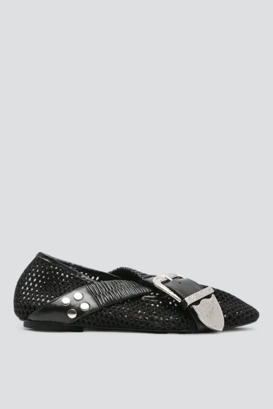 Black Mesh Cross Strap Ballet made by TOGA Pulla