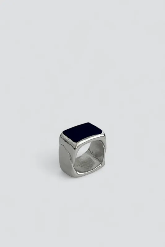Sterling Silver/Onyx Picture in Picture Ring made by Assembly New York