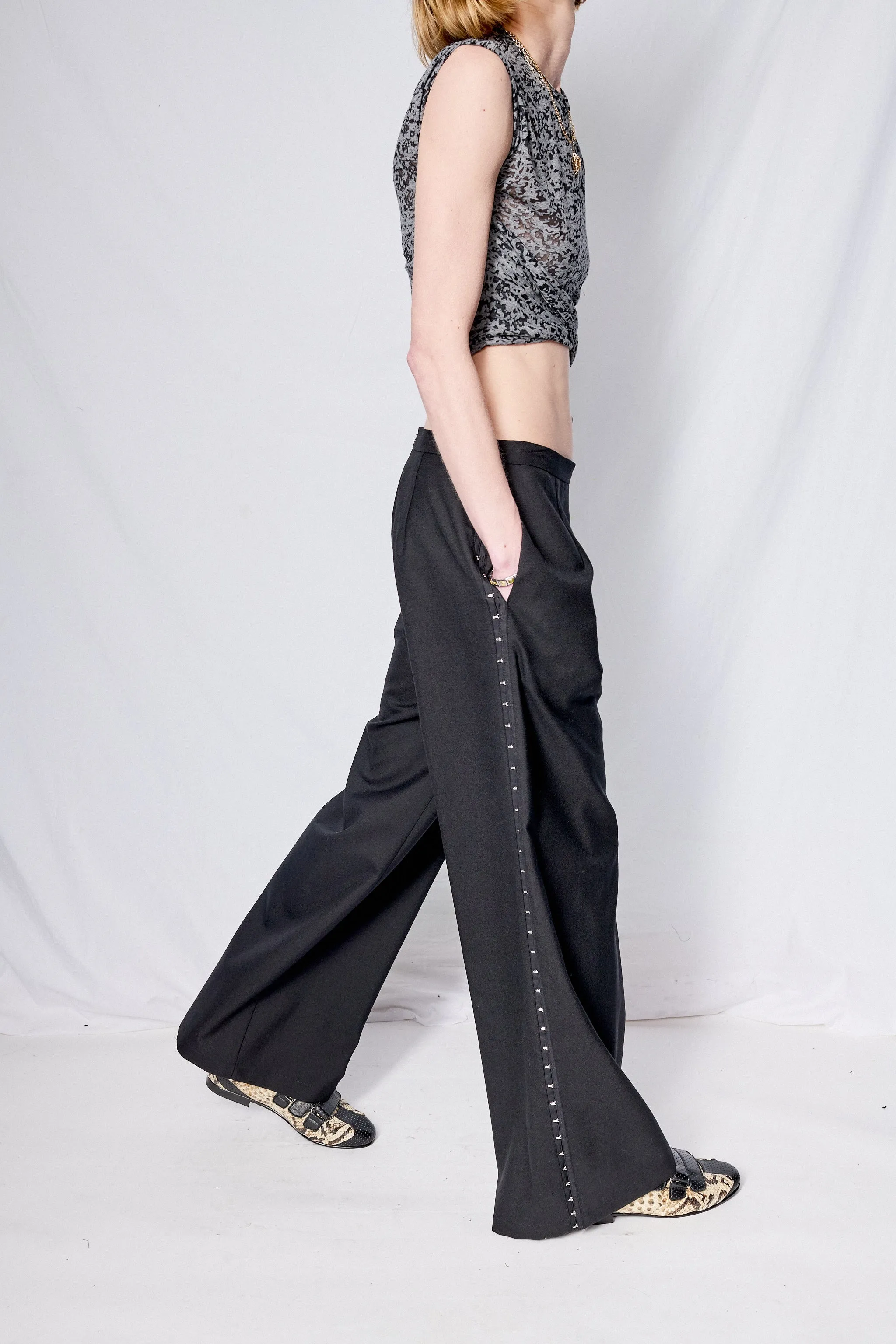 Black Suiting Side Hook Clean Pant sold by Assembly New York product image thumbnail 2