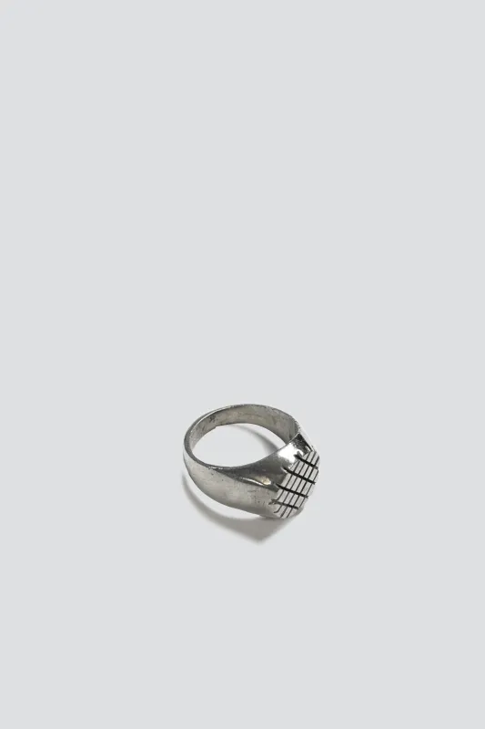 Sterling Silver Etched Signet Band made by Vintage