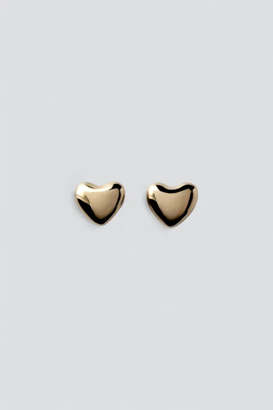 Gold Small Voluptuous Heart Earrings made by Annika Inez
