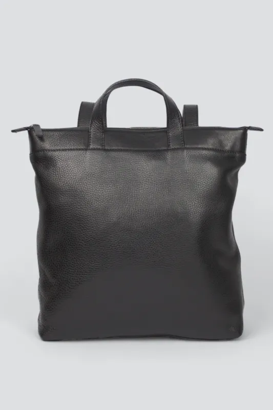 Black Leather Convertible Backpack B1 made by Assembly New York