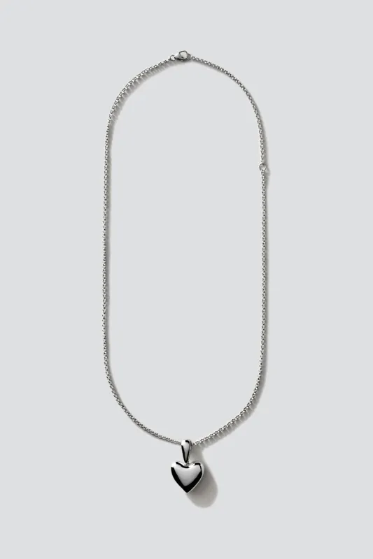 Sterling Silver Large Voluptuous Heart Necklace made by Annika Inez