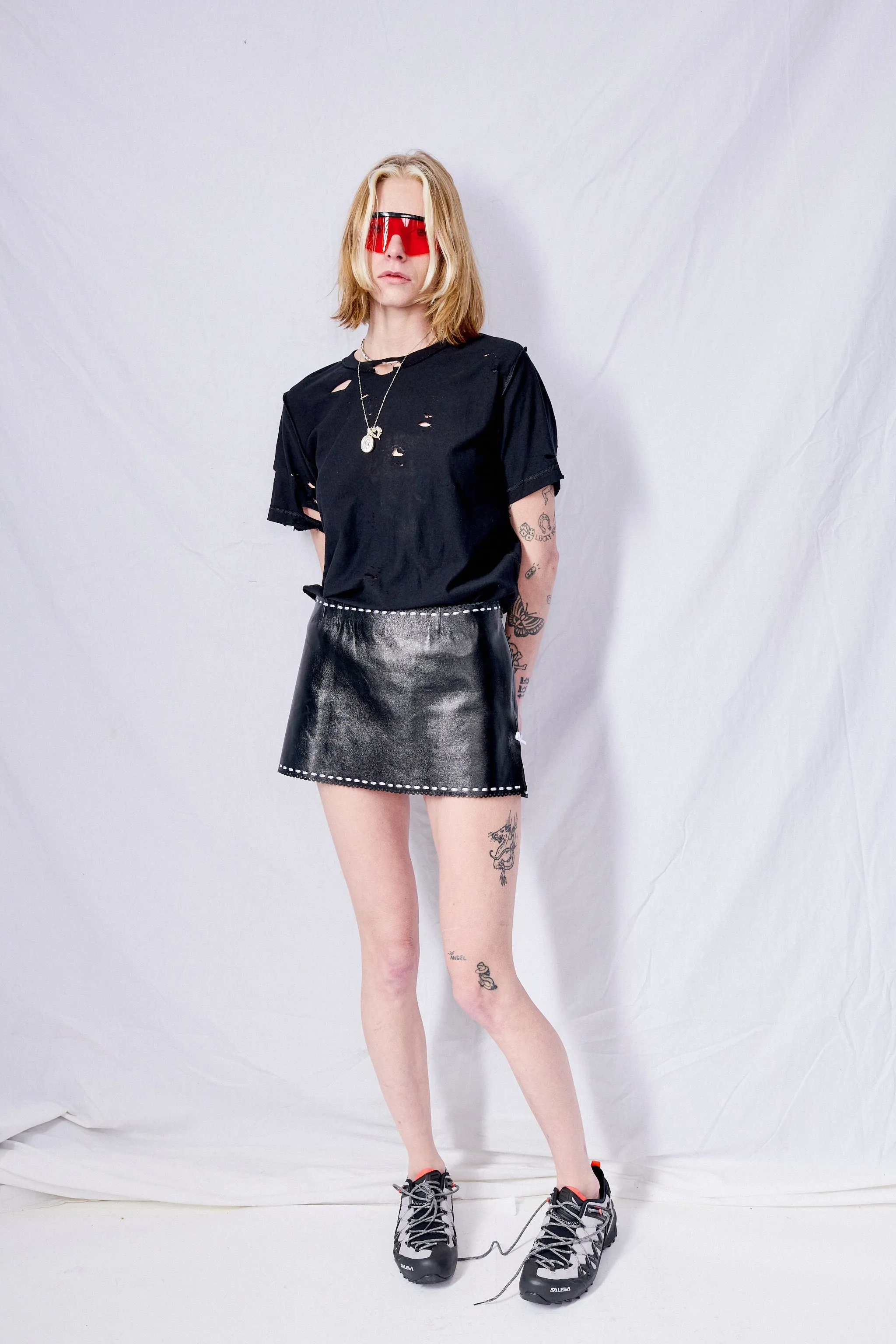 Black Leather Ilona Mini Skirt sold by Assembly New York product image thumbnail 5